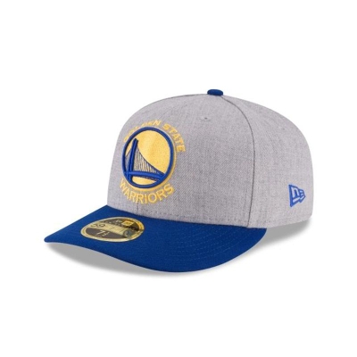 Grey Golden State Warriors Hat - New Era NBA Heather Low Profile 59FIFTY Fitted Caps USA7413298